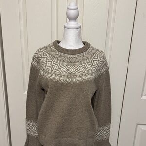 J. Crew Taupe and Ivory Geometric Sweater